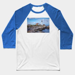 Portland Head Lighthouse Maine Rugged Landscape Baseball T-Shirt